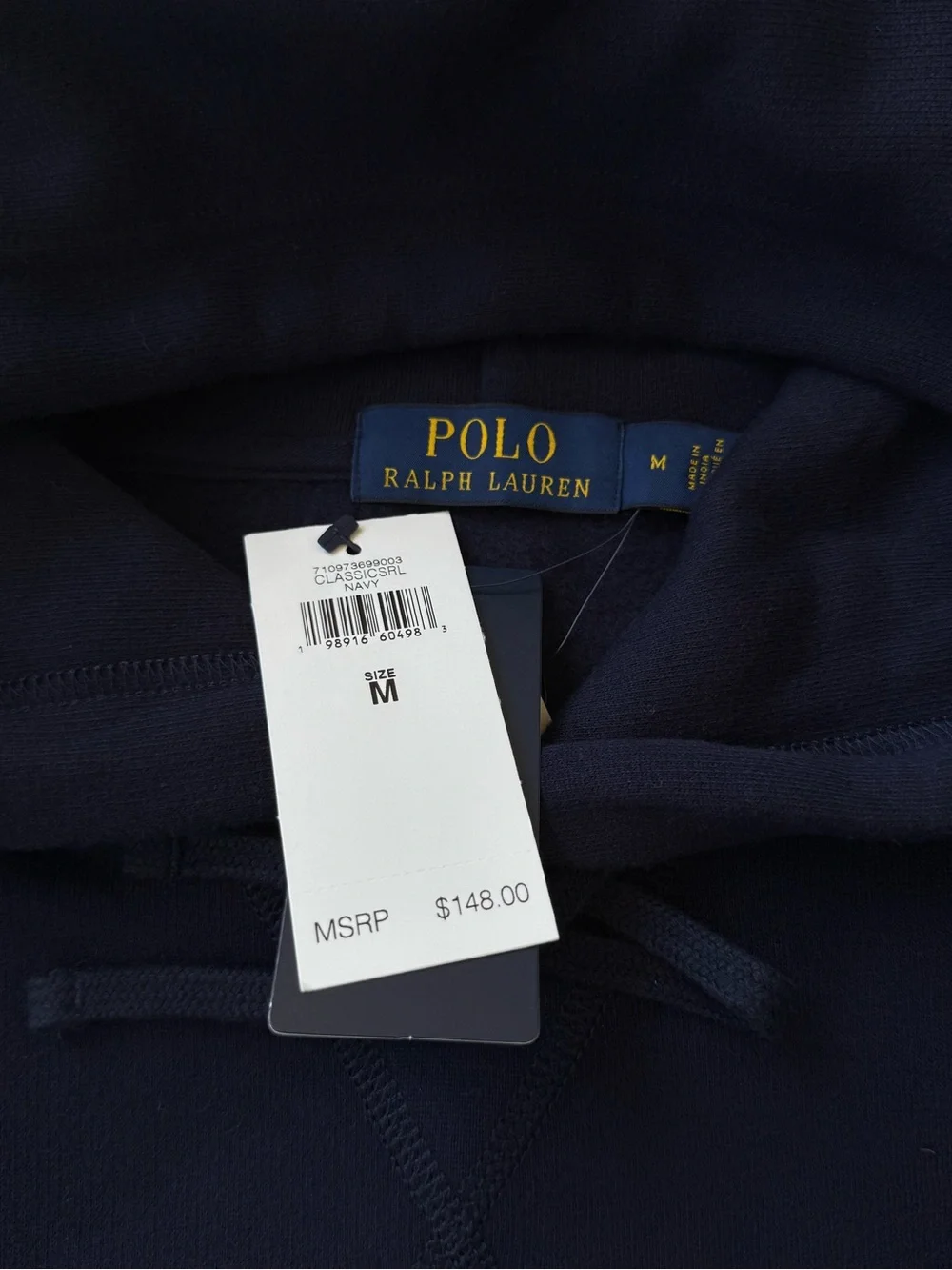 NWT The Ralph Lauren Fleece Navy Red Logo Hoodie M